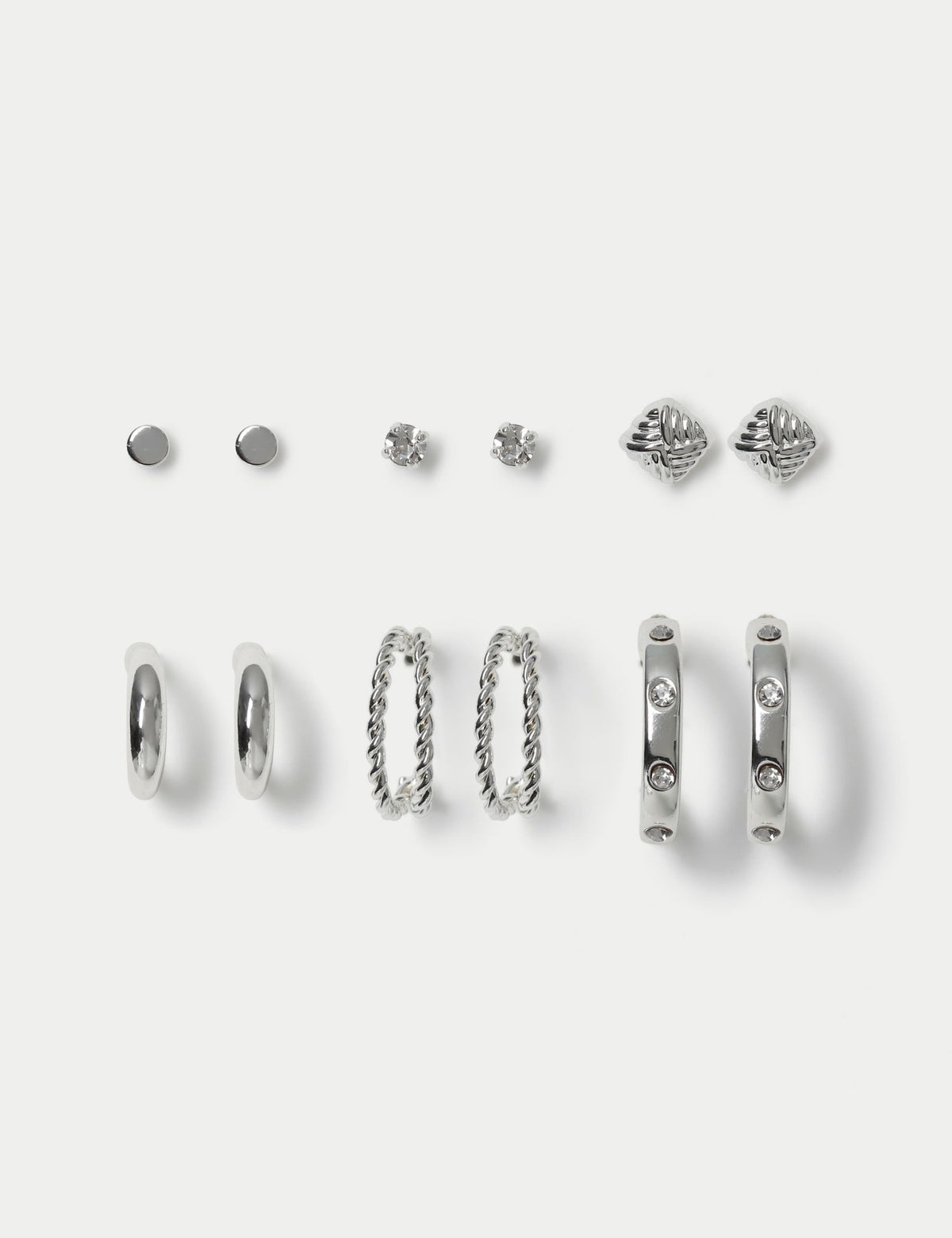M&S 6 pack stone hoop and stud earrings, UK version