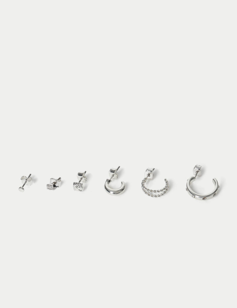 M&S 6 pack stone hoop and stud earrings, UK version