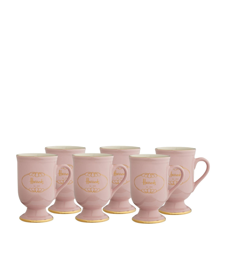 6 PINK PEDESTAL MUGS