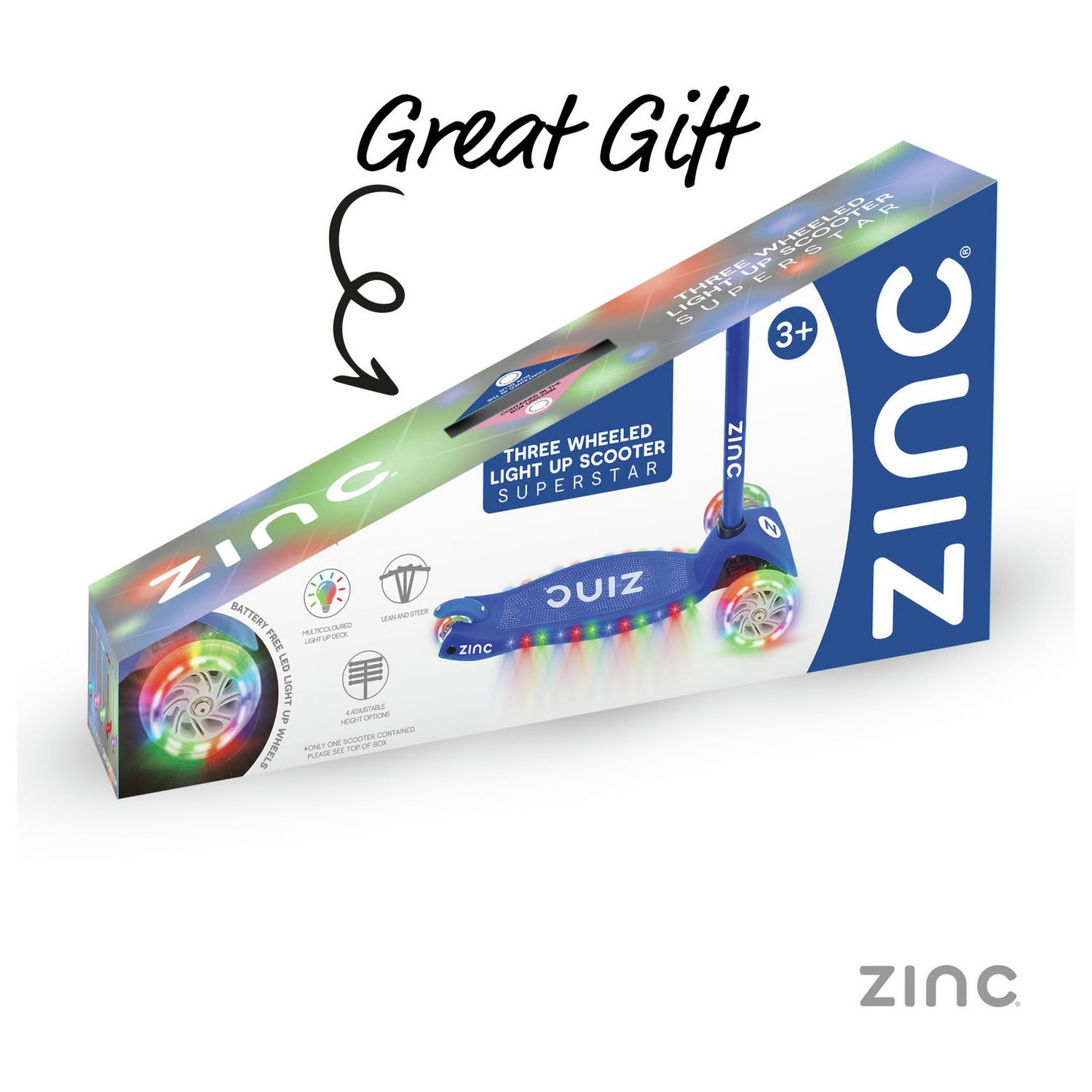 Zinc T-Motion kids light up scooter, imported from the UK