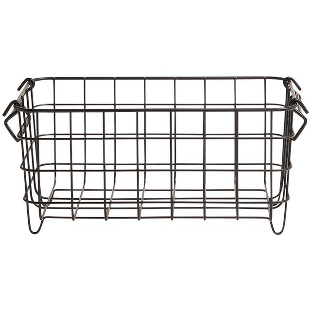 M&S Collection Small Stackable Wire Storage Basket One Size Black GOODS M&S   