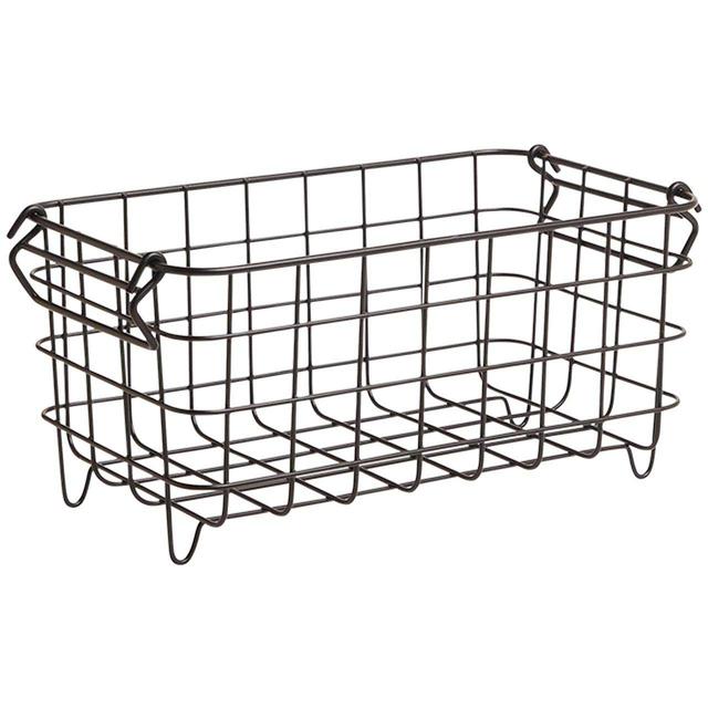 M&S Collection Small Stackable Wire Storage Basket One Size Black GOODS M&S   