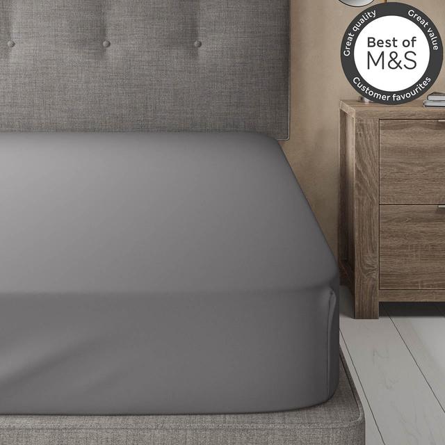 M&S Egyptian Cotton 230 Thread Count Fitted Sheet Slate GOODS M&S   