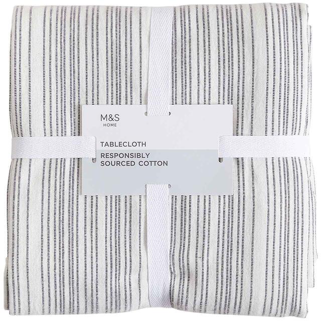 M&S Striped Pure Cotton Tablecloth GOODS M&S   