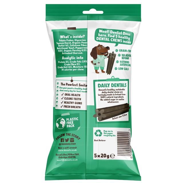 Denzel's Daily Dentals For Medium Dogs Peanut Butter Peppermint & Parsley   100g