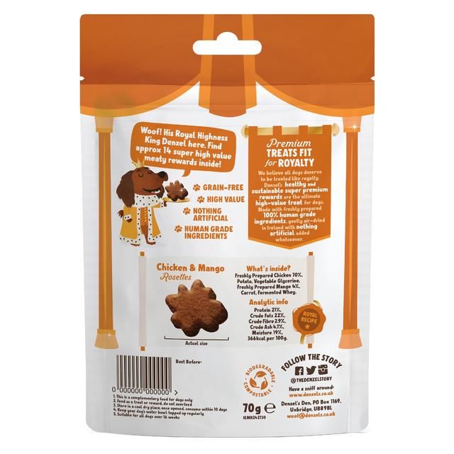 Denzel's Meaty Rewards Chicken & Mango Rosettes Dog Treats   70g