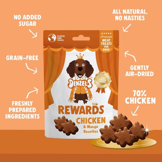 Denzel's Meaty Rewards Chicken & Mango Rosettes Dog Treats   70g GOODS M&S   