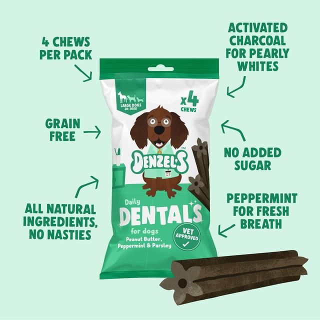 Denzel's Daily Dentals For Large Dogs Peanut Butter Peppermint & Parsley   120g GOODS M&S   