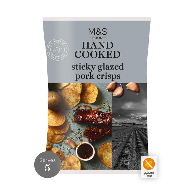 M&S Sticky Glazed Pork Flavour Hand Cooked Crisps   150g