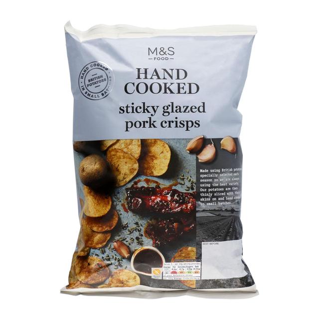 M&S Sticky Glazed Pork Flavour Hand Cooked Crisps   150g