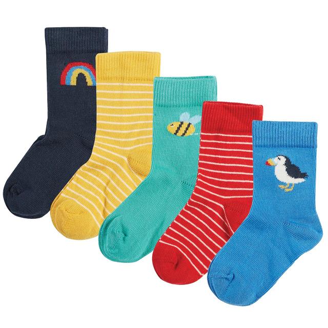 Frugi Finlay Socks 5 Pack Rainbow 0-6 months   5 per pack