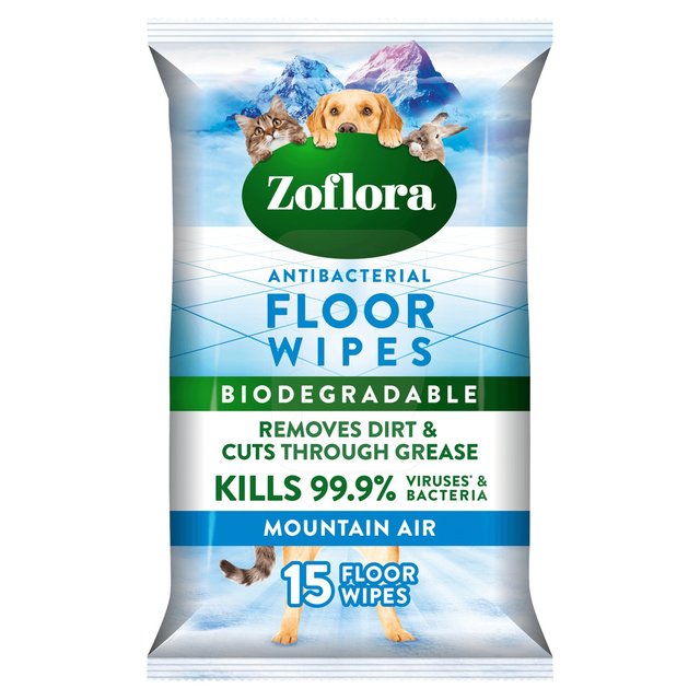 Zoflora Mountain Air Large Floor Wipes Pet Friendly   15 per pack