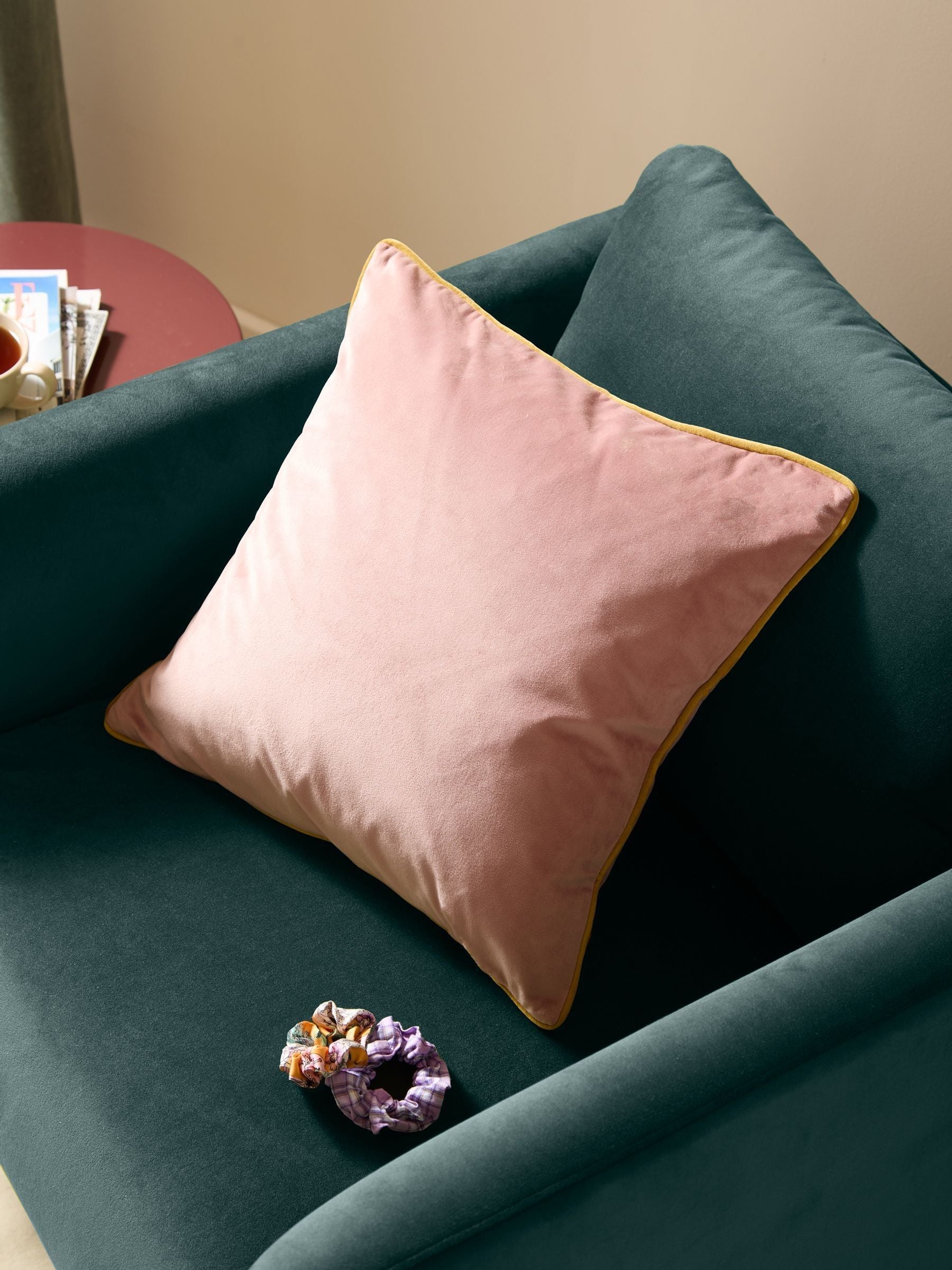 Furn Blush/Gold Meridian Velvet 45 x 45cm Cushion Cover
