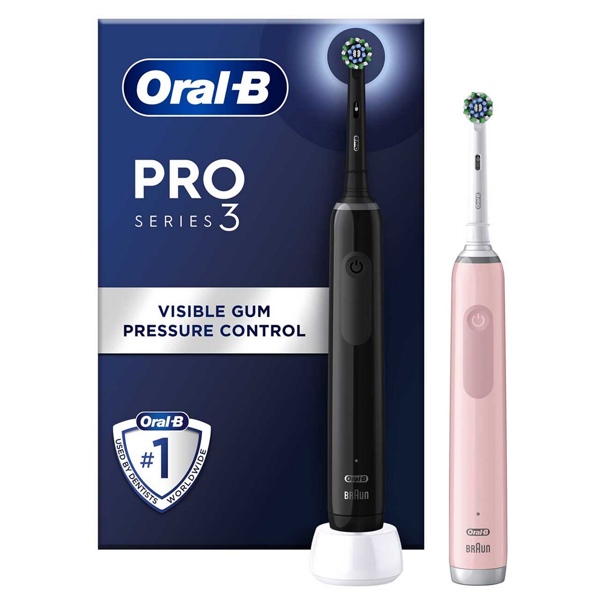 Oral-B Pro 3 - 3900 - Black & Pink Electric Toothbrush Duo Pack GOODS Boots   