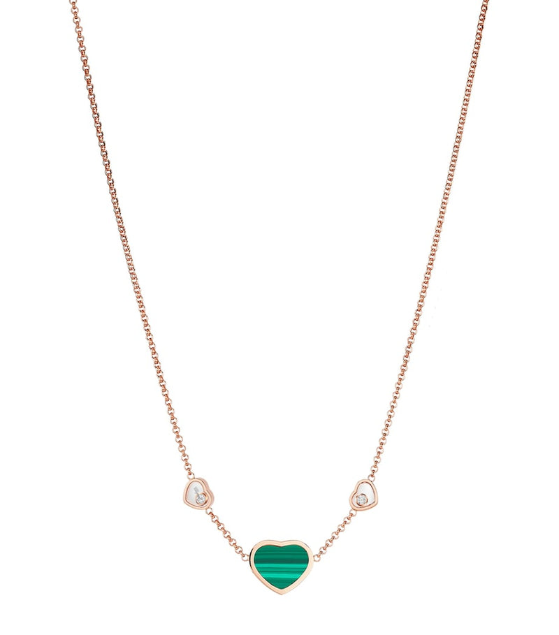 Chopard Happy Hearts necklace rose gold malachite diamonds, imported from the UK