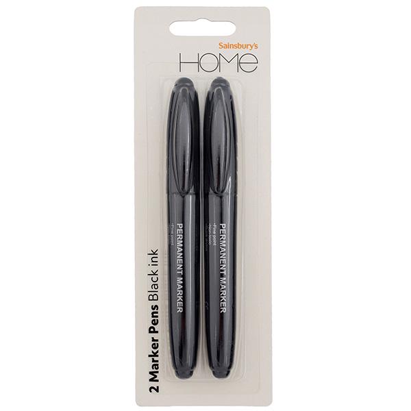 Sainsbury's Home black marker pens 2pk, imported from the UK
