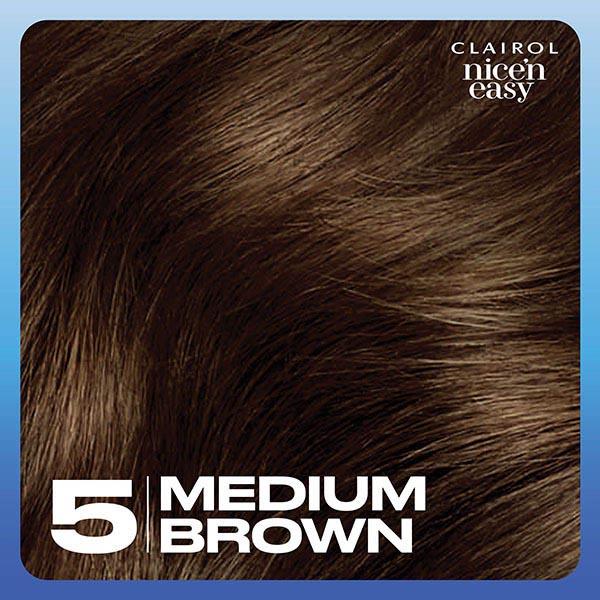 Clairol Nice'N Easy medium brown 5 permanent creme hair dye, imported from the UK
