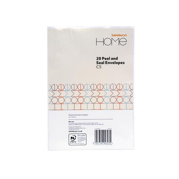 Sainsbury's Home Peel & Seal envelopes C5 white 20pk - British product