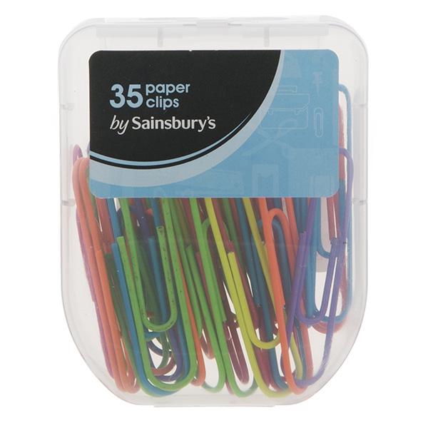 Sainsbury's Home paper clips assorted colours 50mm 35pk, UK version