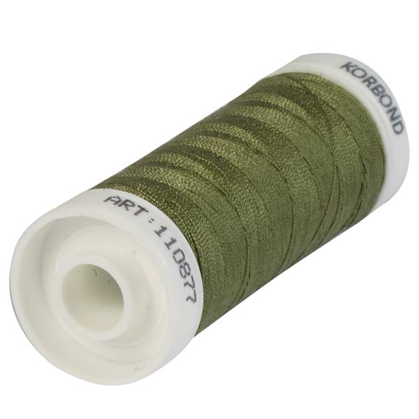 Korbond olive green polyester thread 100m - British product