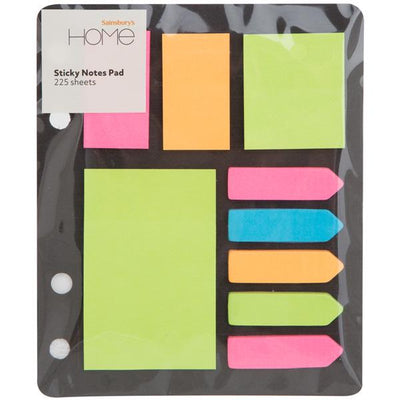 Sainsburys Sainsbury's Home Sticky Notes Fluro 225 Sheets- Buy online at McGrocer