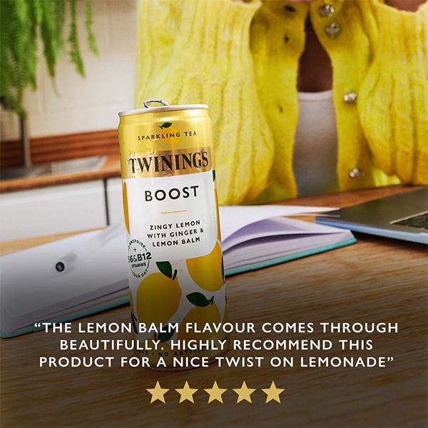 Twinings sparkling tea Zingy Lemon & Ginger 4 x 250ml, imported from the UK