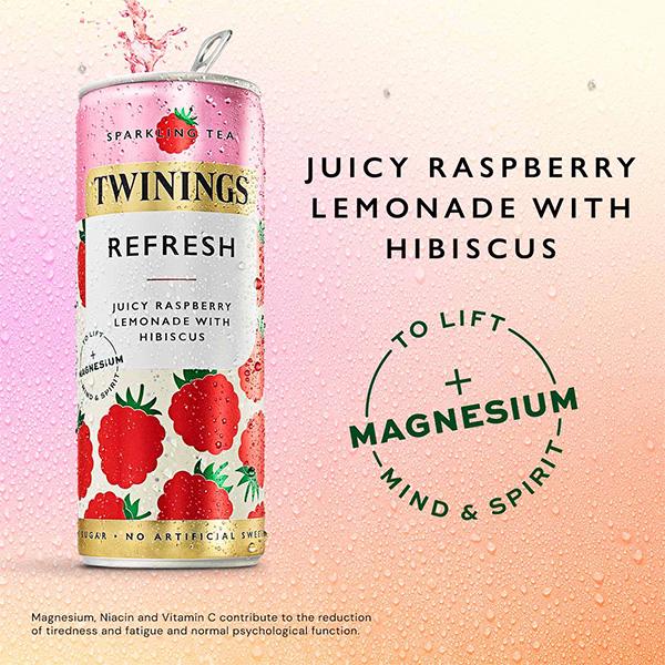 Twinings sparkling tea raspberry lemonade hibiscus 250ml, UK version