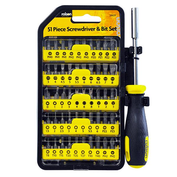 Rolson 51pc screwdriver and bit set, imported from the UK