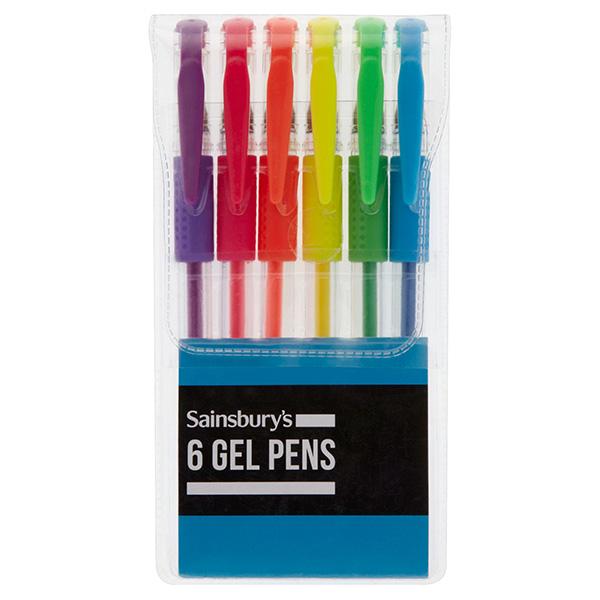 Sainsbury's Home gel pens 6pk assorted neon (British brand)