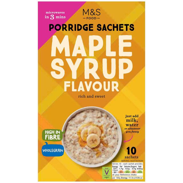 M&S Maple Syrup Flavour Porridge Sachets   10 x 36g