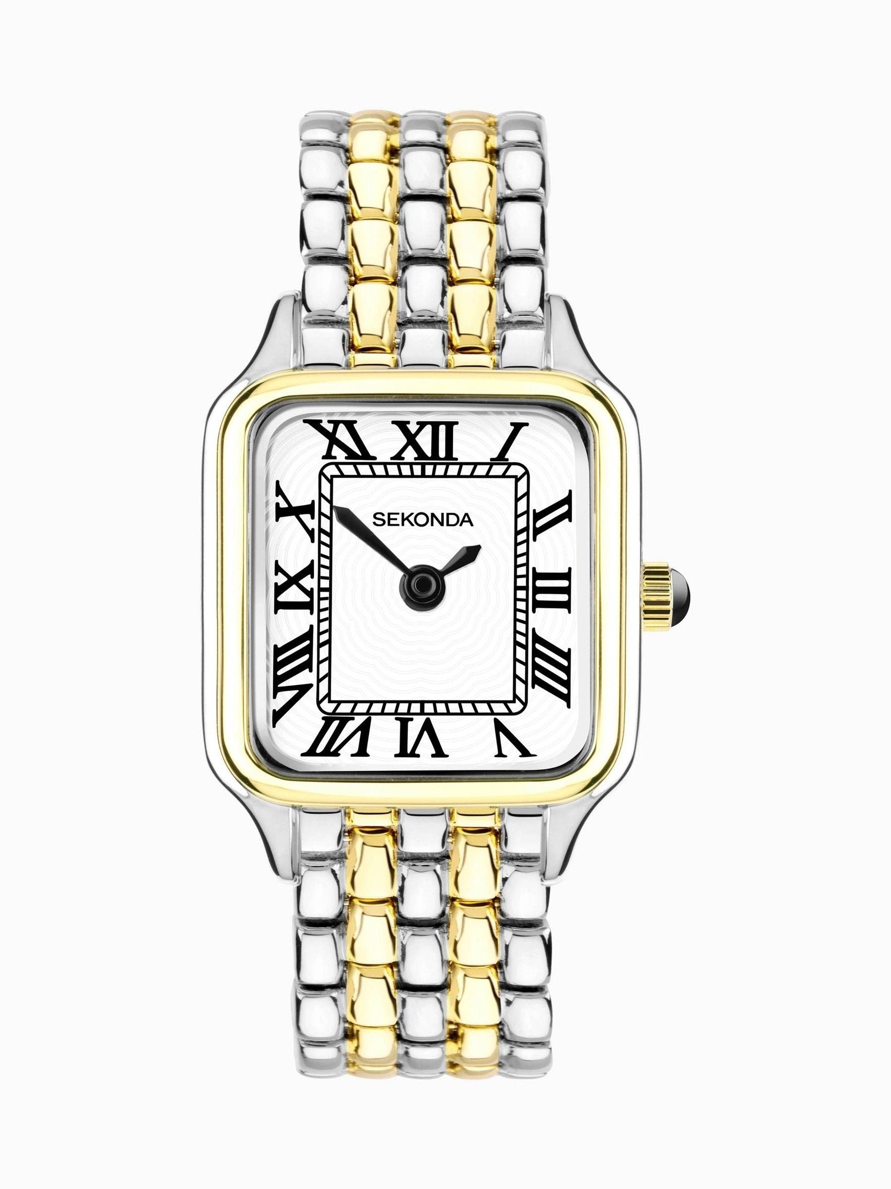 Sekonda Silver Monica 30mm analogue watch with two-tone bracelet (British brand)