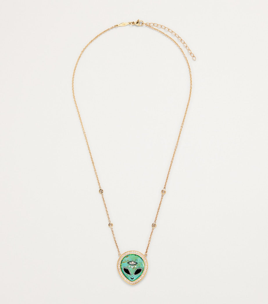 Jacquie Aiche small alien necklace with turquoise and diamonds - British product