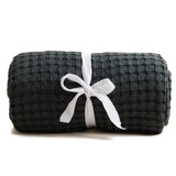 M&S Cotton Waffle Throw One Size Charcoal GOODS M&S   