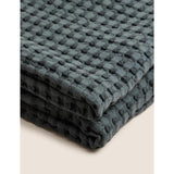 M&S Cotton Waffle Throw One Size Charcoal GOODS M&S   