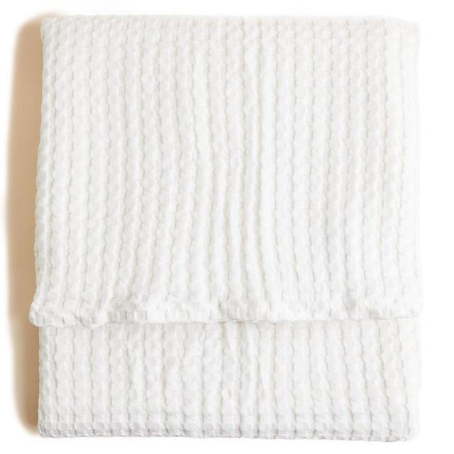 M&S Cotton Waffle Throw One Size White