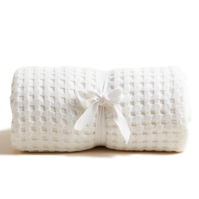 M&S Cotton Waffle Throw One Size White GOODS M&S   