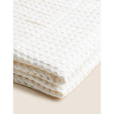 M&S Cotton Waffle Throw One Size White GOODS M&S   