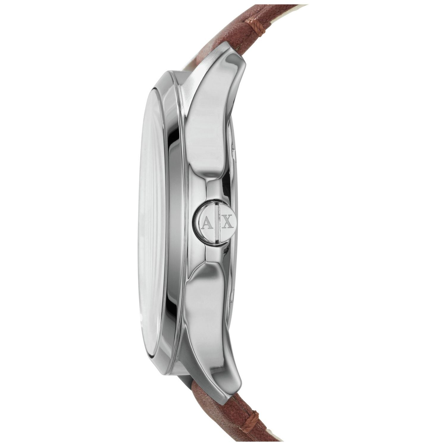 Armani Exchange men's brown leather strap watch 46mm, imported from the UK