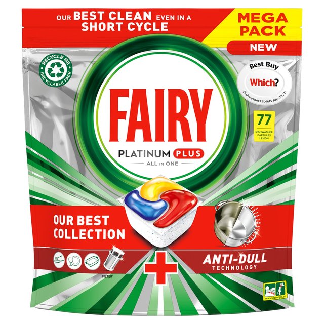 Fairy Platinum Plus Lemon Dishwasher Tablets   77 per pack GOODS M&S   