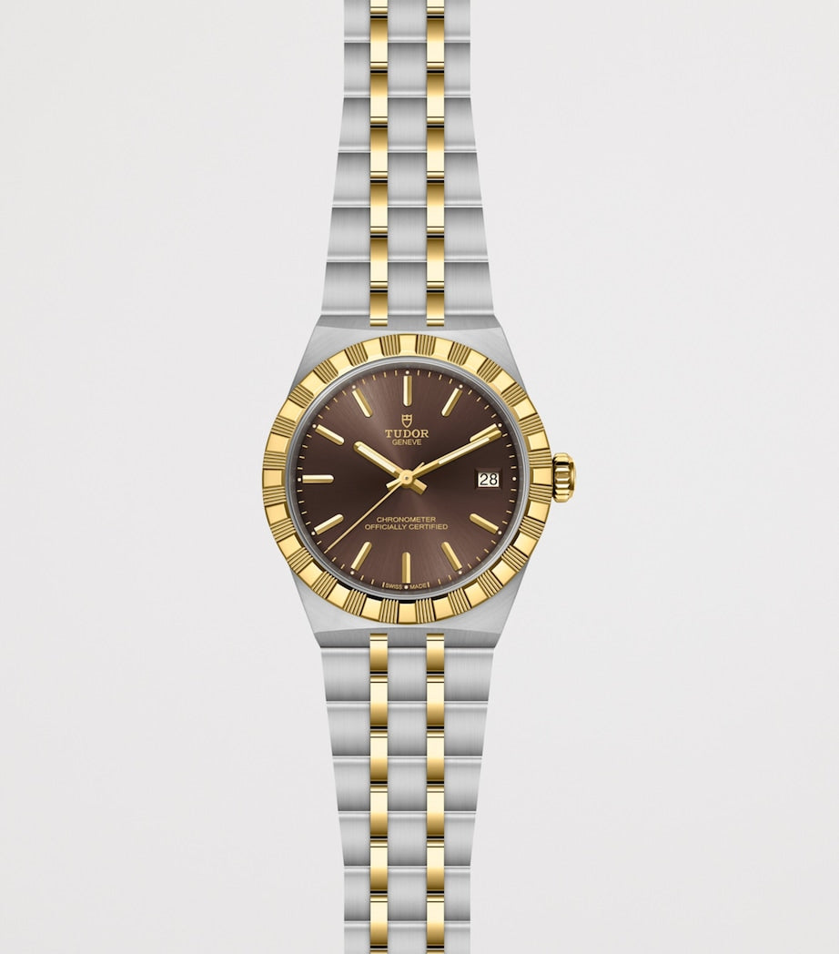 TUDOR Royal klokke i rustfritt stål og gult gull 36mm, importert fra Storbritannia