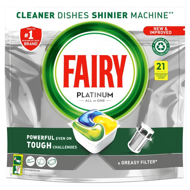 Fairy Platinum All in One Original Dishwasher Tablets   21 per pack