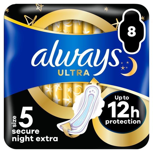 Always Ultra Sanitary Towels Secure Night Extra   8 per pack GOODS M&S   