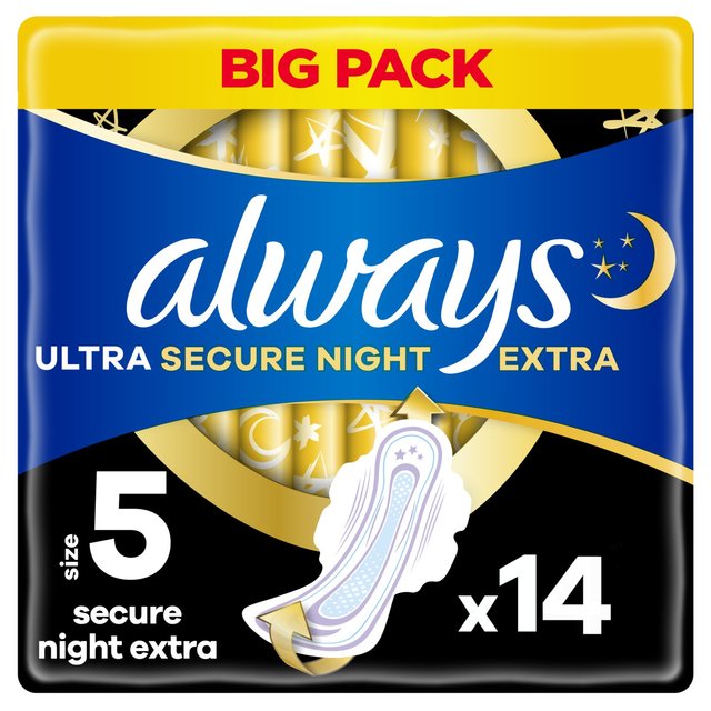 Always Ultra Sanitary Towels Secure Night Extra (Size 5) VP   14 per pack GOODS M&S   