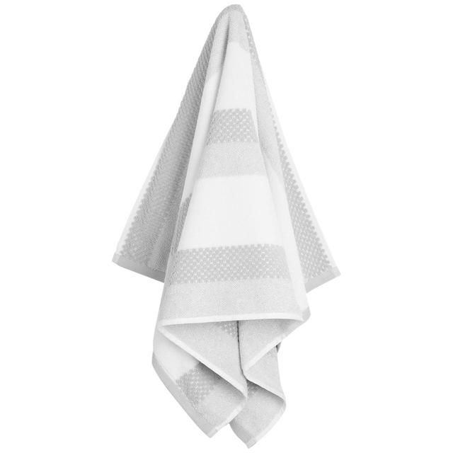 M&amp;S Collection Pure Cotton Striped Textured Towel Silver Grey