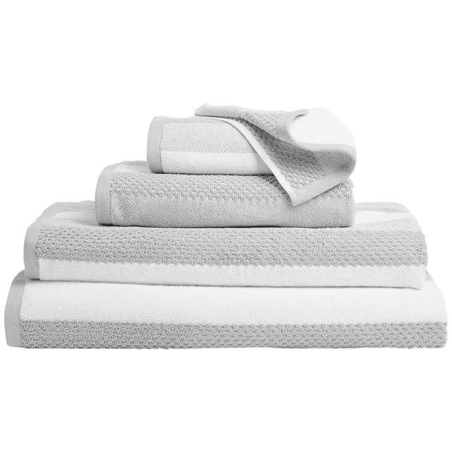 M&S Collection Pure Cotton Striped Textured Towel Silver Grey