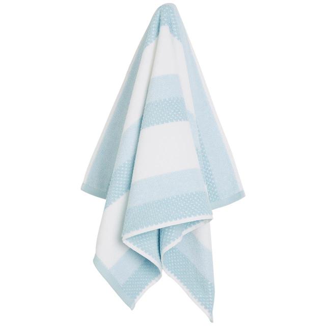 M&S Collection Pure Cotton Striped Textured Towel Duck Egg GOODS M&S   