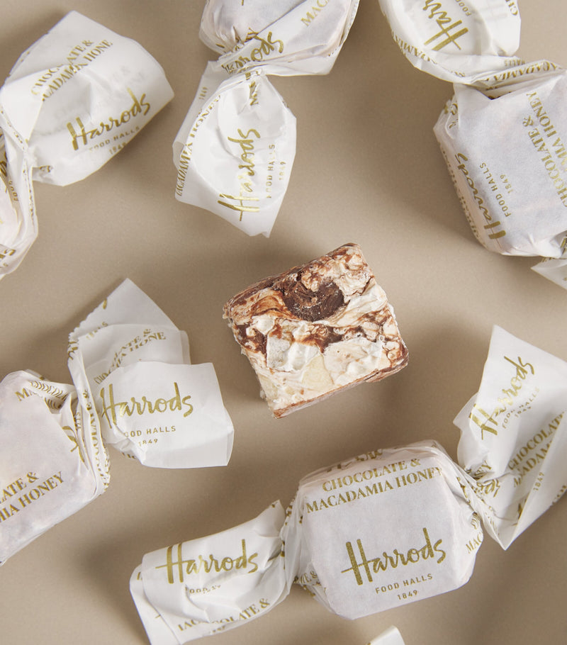 Harrods chocolate and macadamia honey nougat box 160g, UK version