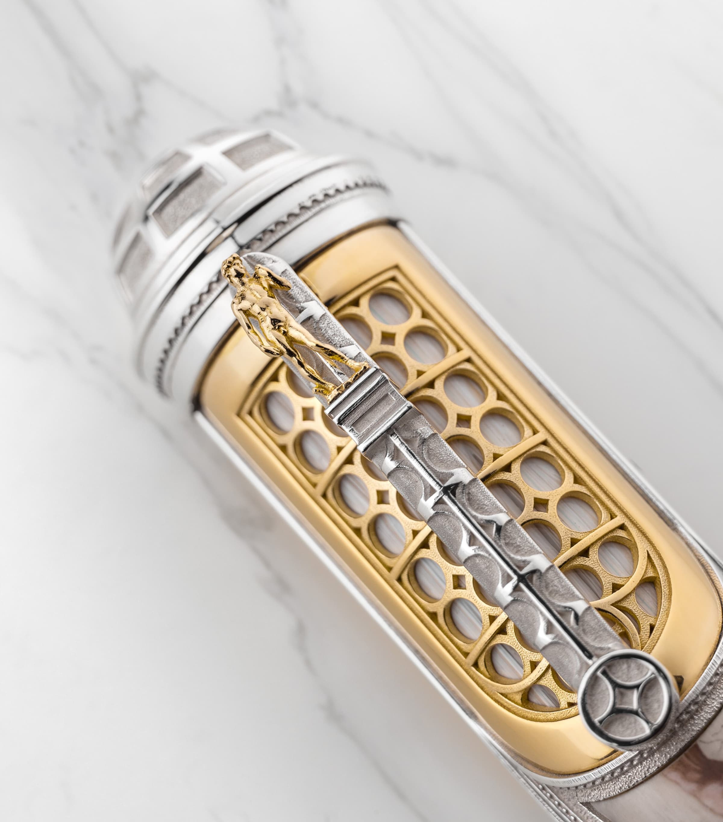 Montegrappa yellow gold Michelangelo rollerball pen with sterling silver barrel, imported from the UK