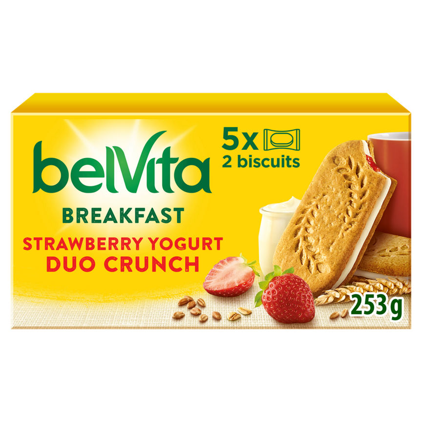 Belvita Breakfast Biscuits Duo Crunch Strawberry and Live Yogurt 5 Pack GOODS ASDA   