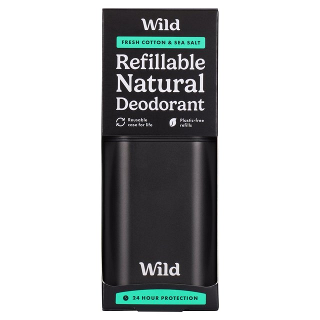 Wild Men's Black Case and Fresh Cotton and Sea Salt Deodorant   40g GOODS M&S   